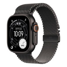 Apple Watch Ultra 3 Cellular 49mm Black Titanium Case with Black Titanium Milanese Loop - Medium
