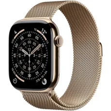 Apple Watch Series 11 GPS+Cellular 46mm Zlaté titánové telo - Zlatý milánsky ťah M/L / 150-200 mm (MFD84MP/A)