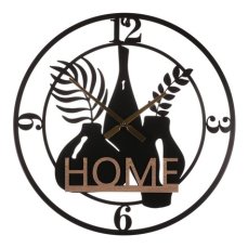 Autronic Hodiny nástěnné - pr. 60 cm, kov a MDF, nápis HOME (HW4006)