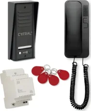 Cyfral Cosmo černá / Domofon / pro 1 uživatele / venkovní jednotka + sluchátko (44072)
