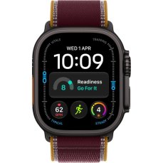 Apple Watch Ultra 4 49mm Černý titan s burgundsky červeným Trailovým tahem M/L