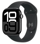 Apple Watch Series 10 GPS 46mm Klavírno čierne hliníkové telo - Čierny športový remienok (M/L) / 160-210 mm (MWWQ3QC/A)