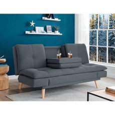 Autronic - Rozkládací pohovka click-clack, 3místná, držák nápojů, potah tmavě šedá látka, nohy masiv buk - ASB-4720 GREY2