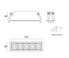Aulix LED2 (2250933) LINEAR  5, B zápustné černé