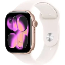 Apple Watch Series 11 GPS+Cellular 42mm Růžově zlaté hliníkové tělo - Světle ruměný sportovní řemínek M/L / 150–200 mm (MF8F4MP/A)