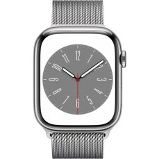 Apple Watch Series 8 Cellular 45mm stříbrná ocel se stříbrným milánským tahem