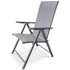 Autronic - Židle zahradní, nastavitelný sklon, šedý textilen, šedá kovová konstrukce - AZC-S1116 GREY