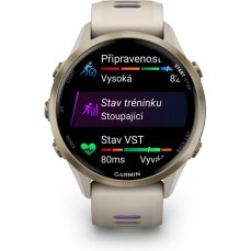 Garmin Forerunner 970 zlaté/zlatá titanová lunet s béžovo-indigovým poloprůhledným řemínkem