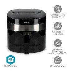 Nedis KAAF180BKW černá / Horkovzdušná fritéza SmartLife / 1800 W / 7.2 l / 8 programů / Wi-Fi / Android  iOS (KAAF180BKW)