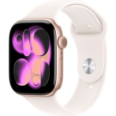 Apple Watch Series 11 Cellular (46mm) Růžově zlatý hliník se světle ruměným sportovním řemínkem M/L
