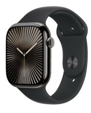 Apple Watch Series 10 GPS+Cellular 42mm Bridlicovo šedé titánové telo - Čierny športový remienok (M/L) / 150-200 mm (MWXH3QC/A)