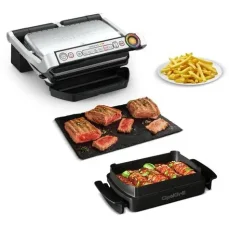 Tefal OptiGrill+ Snacking  Baking GC714D stříbrná / Kontaktní gril / 2000 W / 4 teplotní stupně (GC714D)