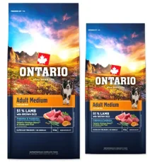 Ontario Adult Medium Lamb  Brown Rice 2x12kg + Barel ZADARMO / Granule pre dospelých psov