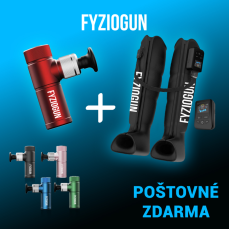 FyzioGun balíček Masážna pištol Pulse II + Masážne nohavice CompressFit Farba: Modrá, Veľkosť: M
