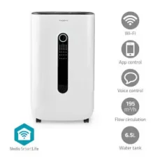 Nedis Odvlhčovač SmartLife / Wi-Fi / 20 l-Deň / Odvlhčovanie / Priebežné / Sušenie bielizne / Ventilácia / Android  iOS (DEHU20WTW)