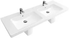 Villeroy  Boch Subway 2.0 - Dvojumyvadlo 130x47 cm, s přepadem a otvory pro baterie, bílá (7175D001)