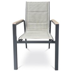 Autronic - Židle zahradní béžový textilen, hliník, černá barva - AZC-S1110 BK