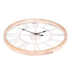 Autronic Hodiny nástěnné - pr. 50 cm, kov a dřevěný rám, bílé římské číslice (HW4008)