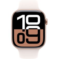 Apple Watch Series 10 42mm Růžově zlatý hliník se světle ruměnným sportovním řemínkem S/M