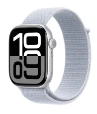 Apple Watch Series 10 GPS+Cellular 46mm Strieborné hliníkové telo - Oblačne modrý prevliekací remienok / 130-200 mm (MWY23QC/A)
