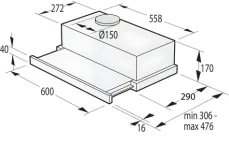 Gorenje TH62E3X nerez / Odsávač pár / 60 cm / výsuvný / Trieda C / 67 dB (735408)