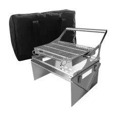 UG Grill Skládací nerezový gril s otočným klecovým roštem a přepravní taškou (39577)