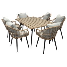 Autronic - Stůl zahradní 160x95x74, kov s umělým ratanem, deska polywood - AZ-F1407 NAT