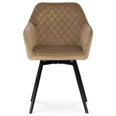 Autronic - Jídelní židle, potah cappuccino sametová látka, kovové nohy, černý matný lak - DCH-425 CAP4