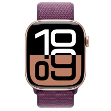 Apple Watch Series 10 GPS 46mm Rose Gold Aluminium Case with Plum Sport Loop
