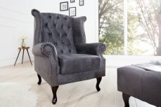 (2622) INGLESE Chesterfield ušák křeslo šedé