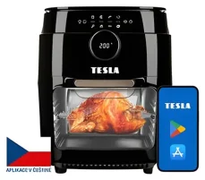 TESLA AirCook  Grill QG800 čierna / Teplovzdušná fritéza a gril / Wi-Fi / 12 l (AIRCKQG800WFBLK)