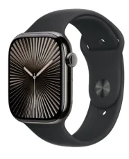 Apple Watch Series 10 GPS+Cellular 42mm Bridlicovo šedé titánové telo - Čierny športový remienok (S/M) / 130-180 mm (MWXG3QC/A)