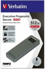 Verbatim SSD Executive Fingerprint Secure 512GB šedá / Externí SSD / USB 3.2 Gen.1 / čtení:344 MBs / zápis: 356MBs (53656)