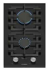 Bosch Serie 8 PRB3A6I40 černá / Plynová varná deska / 30 cm / 2 hořáky / FlameSelect / litinové podpěry (PRB3A6I40)