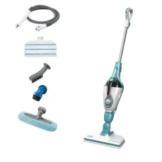 BlackDecker FSMH1321 Bielo-modrá / Parný mop / 1300W / 500 ml / 20 min prevádzka / 6 m (FSMH1321)