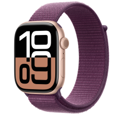 Apple Watch Series 10 GPS 46mm Rose Gold Aluminium Case with Plum Sport Loop